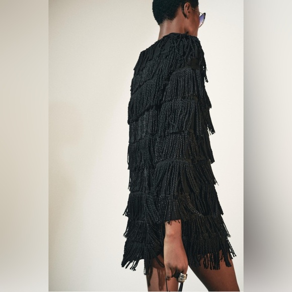 NWT ZARA FRINGE MINI DRESS ZW COLLECTION SIZE S - Picture 4 of 11